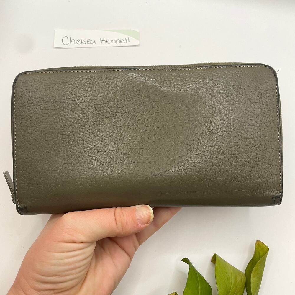 Celine Large Zip Around Wallet Multifuction Grained Calfskin Gray